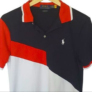Polo Ralph Lauren Mens Short Sleeve Shirt Size XS Blue White Red Colorblock